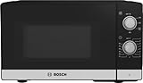 Bosch FFL020MS2 Serie 2 Mikrowelle, 26 x 44 cm, 800 W, Drehteller 27 cm, Türanschlag Links, Reinigungsunterstützung, LED-Beleuchtung gleichmäßige Ausleuchtung, Edelstahl (Neu)