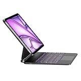 HOU iPad Air 11（M3 2025/M2 2024/Air 5/Air 4 Hülle mit Tastatur, für iPad Pro 11 Hülle mit Tastatur (4./3./2./1st &Not M4),7 Farben Hintergrundbeleuchtung,Touchpad,QWERTZ,Schwarz