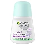 Garnier Roll-On Deo für Frauen, Deodorant mit frischem Duft und bis zu 48 Stunden Schutz vor Achselnässe und Körpergeruch, Mineral Protection 6in1 Anti-Transpirant, 1 x 50 ml