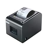 vretti Thermodrucker Bondrucker 80mm, Ticketdrucker Quittungsdrucker mit Seriellem USB-LAN-Port Klarer Druck mit ESC/POS-Befehlen,Auto-Cut, Support für Windows/Linux/IOS