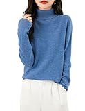 Chanyarn Damen Kaschmirpullover Strick Elegant Herbst Winter Langarm 2025 First-Line Ready to Wear nahtlosem 100% Merinowolle Rollkragenpullover (Stern Blau,M)