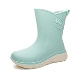Reitstiefeletten Damen, Gummistiefel Damen Outdoor Gartenschuhe Kurze Stiefel Anti Rutsch Regenschuhe Halbhoch Regenstiefel Rain Gummistiefeletten Winddicht Boots Grüne 38