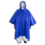 ZWCSHUU 3 In 1 Wasserdichter Regenmantel for Den Außenbereich Regenmantel for Männer Regenmantel for Frauen Markise Vor Dem Regen Motorrad Regenponcho Picknickmatte Regenponcho(Blue)
