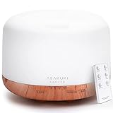 ASAKUKI Aroma Diffuser 500ML, Ultraschall Aromatherapie Diffusor für Ätherische Öle, Luftbefeuchter mit Fernbedienung, Automatische Abschaltung bei Wasserlosem Zustand, und 7 Arten LED Lichtfarben