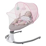 Baby Schaukelstuhl, Rosa Elektrische Babywippe, Baby Schaukel mit USB Bluetooth Musik, Babyschaukel für 0-18months Baby