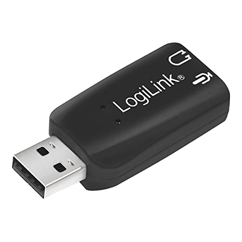 LogiLink USB Soundkarte mit Virtual 3D Soundeffekt, Simuliert 5.1 Surround Sound Effekte schwarz