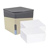 Raumentfeuchter Cube Set, Luftentfeuchter mit 2 x 500 g Granulat-Block, 13 x 13 x 13 cm, Beige