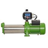 CHM GmbH® Kreiselpumpe 1,5 Kw Edelstahl 8400 L/h, 8,5 Bar Gartenpumpe mit Druckschalter einstellbar und Trockenlaufschutz