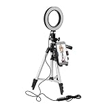 Angoily ringlicht telefonhalter Tischständer Telefonhalter mit Lampe handyhalter leichtes Stativ Tischstativ led-Light Tripod fot Telefonhalter mit Licht -Stream-Telefonhalter Silver