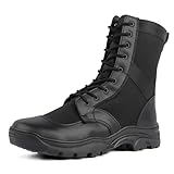 LUDEY Leichte Militärstiefel für Männer Anti-Rutsch Einsatzstiefel Taktische Stiefel Atmungsaktive Springerstiefel Anti-Rutsch Kampfstiefel Langlebige B-Schwarz 44EU