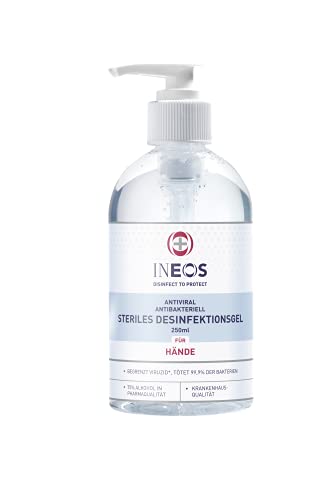 INEOS Desinfektionsgel – Hand-Desinfektion auf Alkoholbasis – 1 x 250 ml ohne Duft