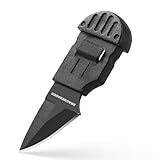DRACHENADER Kleines Messer Outdoor Teppichmesser ((Universalmesser) Mini Buschcraft feststehendes Messer mit Kunststoffe Scheide, Schwarz