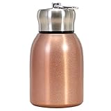 XJKLBYQ Mini | Kleine Wasserflasche Safer Edelstahl Kleiner Kolben Vakuum isoliert Wärme Tasse undcover tragbarer Mini-Wasserflasche mit Haken für Roségold im Innenbereich im Innenbereich