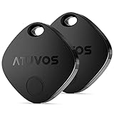 ATUVOS Schlüsselfinder KeyFinder 2 Pack, Smart Tracker Tag Kompatibel mit Apple Wo ist? APP (iOS NUR), Bluetooth Key Finder für Gepäck/Koffer/Geldbörsen/Taschen, IP67 Wasserdicht, Austauschbarer Akku
