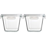 SXUUXB 880ml Glasbehälter mit Deckel, 2er Glasschüssel mit Deckel, BPA-Freie Meal Prep Gläser Boxen, Frischhaltedosen Glas mit Deckel, Stapelbar Glasdosen mit Deckel Set für Mikrowellen, Backöfen