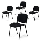 Topsit 4er Set Besucherstuhl ISO, Bequemer Konferenzstuhl, stapelbar, mit gepolsterter Sitzfläche und Rückenlehne (Schwarz)