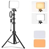 NEEWER Basics LED Videoleuchte Panel Beleuchtung Set zweifarbige dimmbare tragbare Studioleuchten mit Stativ und Filtern 3200K ~ 5600K CRI 95 750Lux für Fotografie Videoaufzeichnung BP66