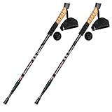 2 Stück Wanderstöcke 68-135cm, Trekkingstöcke Teleskop Aluminium, Walking Stöcke Verstellbar mit Korkgriff für Damen Herren, Skifahren, Wandern, Schwarz