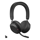 Jabra Evolve2 75 Wireless PC Headset with 8-Microphone Technology - Dual Foam Stereo Headphones with Advanced Active Noise Cancellation, USB-C Bluetooth Adapter and MS Teams-compatibility - Black