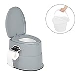 Bonnlo Campingtoilette Tragbare Reisetoilette, Abnehmbarer Inneneimer Mobile Toilette Mit Sitz, Deckel und Toilettenpapier-Halter, für Camping