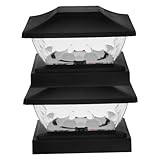 Toyvian 2 Stück Garten Licht ausenleuchte Hoflampe säulenlampe Terrassenleuchte Gartenlicht Solarleuchte für Zaun Solarleuchte für den Außenbereich für den Zaun Zaunpfosten Licht Abs Black