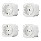 Amazon Basics Smart WLAN-Steckdose 2.4 GHz Wi-Fi für EU-Steckdose, für den Innenbereich, nur kompatibel mit Alexa, Weiß, 4 Stück