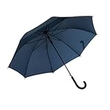 Idena 50109 - Stockschirm in Blau mit Durchmesser 100 cm, Regenschirm mit automatischer Öffnung und Soft-Touch Griff, Länge ca. 88 cm