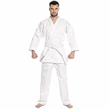 JELEX Kihaku Karateanzug Set aus Hose, Oberteil und Gürtel für Erwachsene und Kinder. Für Karate, Judo und andere Kampfsportarten. Für Einsteiger und Profis (180, Erwachsene weiß)