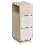VASAGLE Nachttisch, schmal, Beistelltisch mit 2 Schubladen, offenes Fach nach Links oder rechts flexibel montierbar, für Schlafzimmer, Wohnzimmer, naturbeige-wolkenweiß LET656N01
