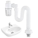 Penbinmall Raumsparsiphon, Flexibler Ablaufschlauch 1 1/4 Zoll Siphon,Einstellbarer Siphon Waschbecken,Geruchsdichter Flexibles Siphon,Austauschbarer Abwasserrohr,Abflussrohr mit Geruchsverschlus Weiß