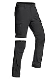 Vzteek Herren Wanderhose Zip Off Trekkinghose Outdoorhose Sommer Softshell Stretch Hose Kurz für Wandern,Abnehmbar,Baggy,Fahrrad,arbeits(Schwarz03,L)
