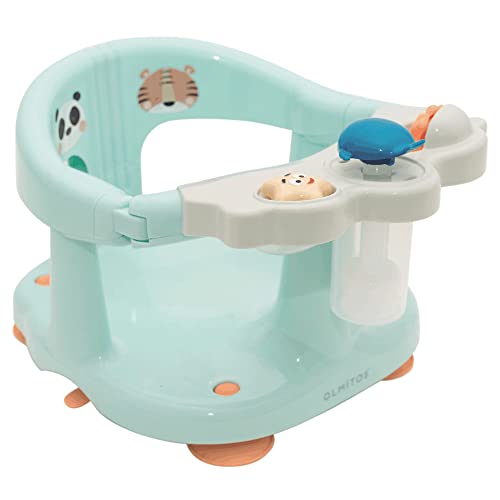 Badewannensitz - Unisex Türkis - Ergonomisch und sicher - Mit Stange zur einfachen Positionierung des Babys - Mit Saugnäpfen zur Fixierung| Menta