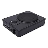 Konfiur 600W Auto Untersitz Subwoofer, 8-Zoll Aktiv Subwoofer Eingebautem Verstärker für Auto/LKW mit Fernbedienung Niedrigen und Hohen, Schwarz