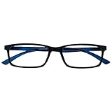 OPULIZE See-Brille Blaulichtfilter Schmal Rahmen Federscharniere Verbessern Den Schlaf Computerbrille Gaming Entspiegelt Schwarz Herren Damen B9-1+0.00