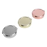 Beavorty 3Stücke Teiliges Metall Pillenlager Mit Spiegel Medikamentenboxen Für Unterwegs Robuste Aufbewahrungslösung Roségold Für Reisen