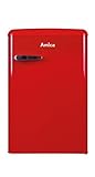 Amica KS 15610 R Retro Kühlschrank mit Gefrierfach / Chili Red (Rot) / 88cm (H) x 55cm (B) x 62cm (T) / Retro-Design