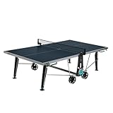 Cornilleau 400X - Outdoor Tischtennisplatte - Klappbar - Wetterfest - Robust - Rollbar - Tischtennistisch für draußen mit 5 mm Melaminharzplatte - Blau