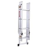 CRGOEUM Trittleiter Klappbar Aluleiter, Haushaltsleiter rutschfeste Und Extra Stabile Universal Leiter für Trampoline, Aluminium Mehrzweckleiter, Mehrzweckleiter(2.7-3.0m/106.3-118.1in)