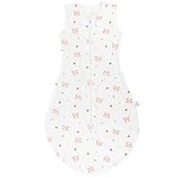 Taricor Babyschlafsack Sommer 0.5 Tog, Musselin Schlafsack Baby, 100% Baumwolle Innenschlafsack Baby, Seitlicher Reißverschluss Ärmellos schlafsack frühling baby für 0-6 Monate (S, 65 cm)