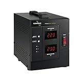 Tecnoware Power Systems - PowerReg 3000VA, Einphasen-Spannungsregler, Schutz vor Spannungsschwankungen und Stromausfällen, Für TV, HiFi, Drucker, USV Stromversorgung 230V, Schwarz, 3000 VA, Metall