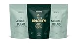 Incapto Einsteigerpaket für Spezialitäten-Kaffeebohnen | Jungle Blend, Brasilianischer Kaffee und Strong Blend | Hohe Röstung und Intensives Aroma | 3 Pakete à 500g