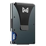 MIROMIHO Minimalistische, schlanke Geldbörse für Herren, RFID-blockierend, Kreditkartenetui mit Geldklammer aus Aluminium, Mattes mattes Grau