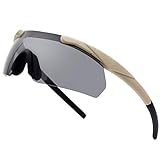 SPOSUNE Outdoor Tactical Brille mit 3 Austauschbaren Gläsern, Schlagfestigkeit Schießbrillen, Unisex-Schutzbrille Anti-Fog UV400 Augenschutz Sonnenbrille für die Jagd Radfahren Fahren
