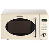 Wolkenstein Retro Stand Mikrowelle WMW720 I 700W Mikrowellenleistung I 20L Garraum I5 Leistungsstufen I 8 Garprogramme IAuftaufunktion I Metall-Gehäuse I Drehteller (24,5cm) I LED-Display (Creme)