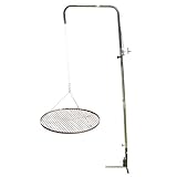 Edelstahlrohr Grillgalgen + 70 cm Edelstahl Premium-Grillrost, nur 10 mm lichter Stababstand, Gartengrill, Grill Schwenkgrill