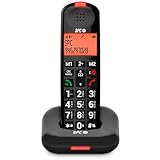 SPC Comfort Kairo - Schnurloses Telefon für Senioren mit großen Tasten, verstärktem Ton, hörgerätekompatibel, Anrufsperre, Lichtsignal und 2 Direktspeichern – Schwarz