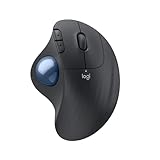 Logitech ERGO M575S kabellose Trackball-Maus, kabellose ergonomische Maus mit Bluetooth und verschlüsseltem Dongle, komfortable Daumensteuerung, für PC/Mac - Graphit