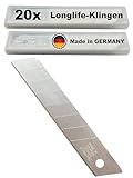 STABILERWERK - 20x LONGLIFE Cuttermesser Klingen 18mm - MADE IN GERMANY - Länger Spaß mit weniger Klingen Cuttermesser 18mm - Abbrechklingen 18mm