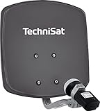 TechniSat DIGIDISH 33 – Satelliten-Schüssel für 1 Teilnehmer (33 cm kleine Sat Anlage - Komplettset mit Wandhalterung und Satfinder V/H-LNB) grau