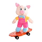 Skateboard Schwein Stofftier | Schwein Plüschtier | Süßes Stoffschwein, Schwein auf Skateboard, Cartoon-Laufradspielzeug, Schwein auf Skateboard, singendes und drehendes Spielzeug, interaktiv für Jung